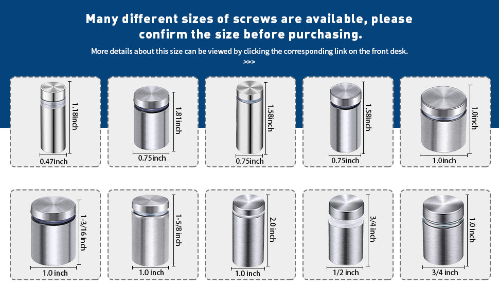 Acrylic Signs Standoff Screws X8 (Choose Size) - ASS01
