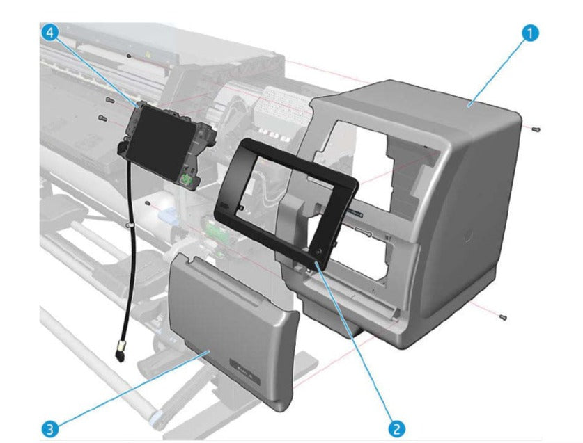Front Panel 4.3in with Cable 64 for HP Latex 110, 310, 330 Series (V7L47-67001) - Refurbished
