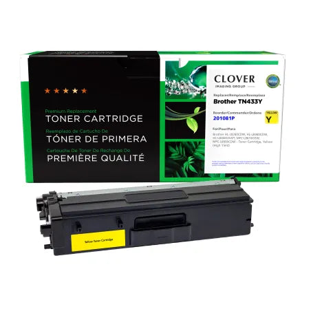 Clover Remanufactured High Yield Yellow Toner Cartridge for Brother TN433Y