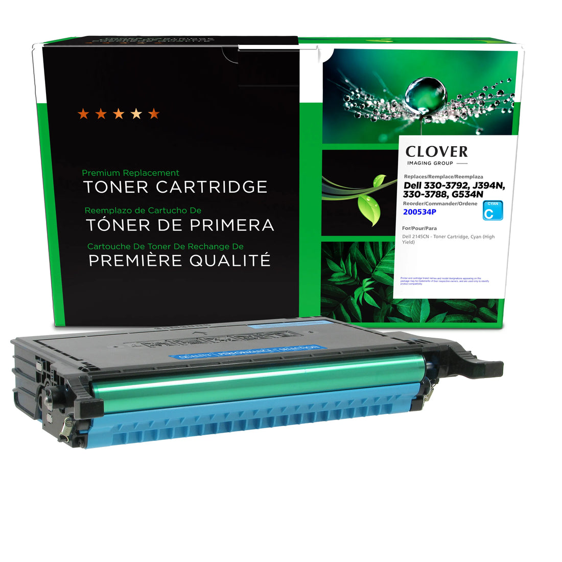Clover Remanufactured High Yield Cyan Toner Cartridge for Dell 2145