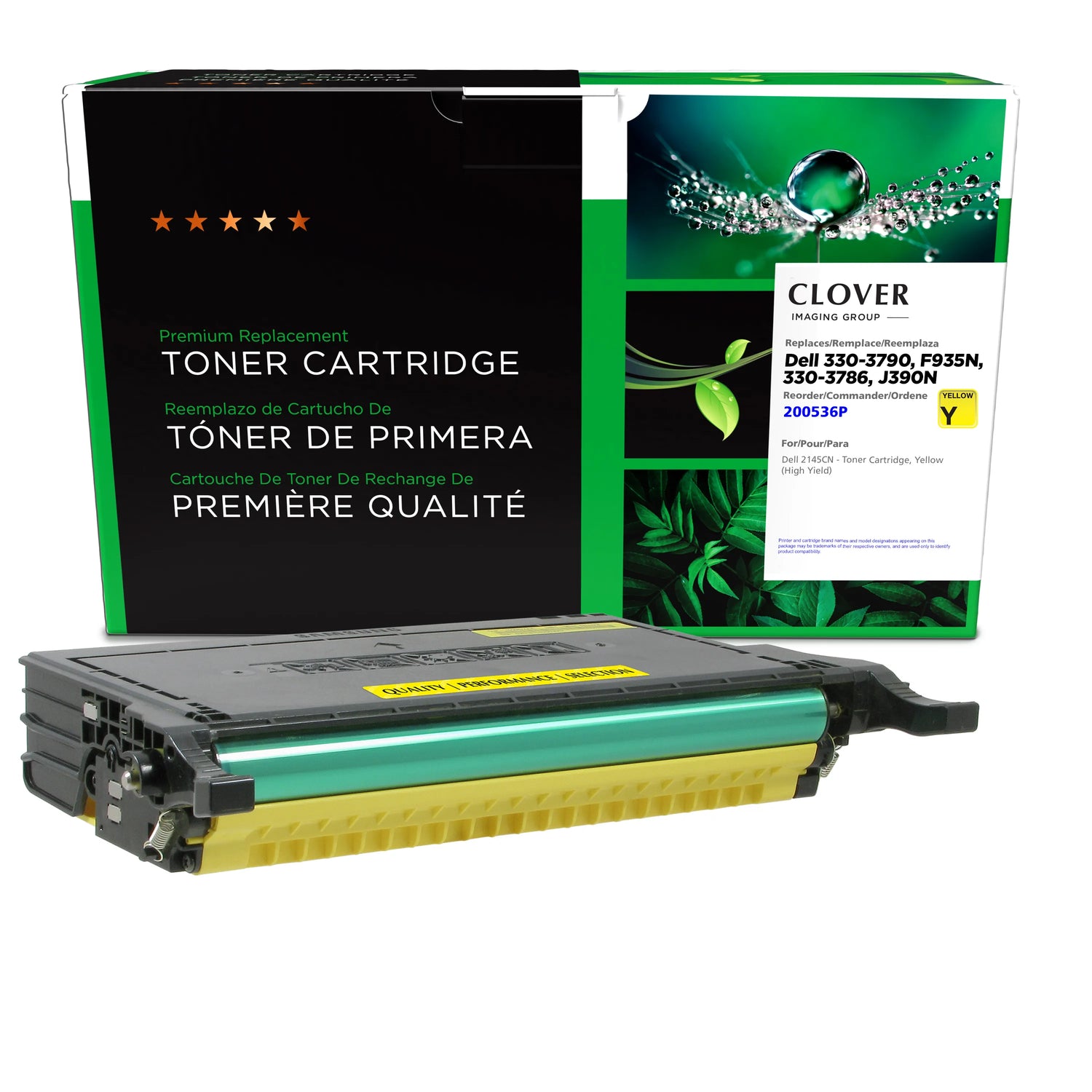Clover Remanufactured High Yield Yellow Toner Cartridge for Dell 2145