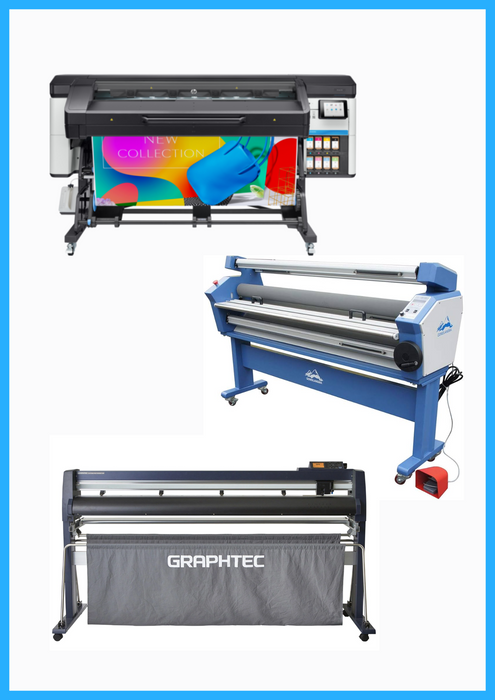 COMPLETE SOLUTION - HP Latex 700 64" Wide Format Printer + 64" Graphtec FC9000-160 Wide Cutter + 63" Full-auto Low Temp. Wide Format Cold Laminator