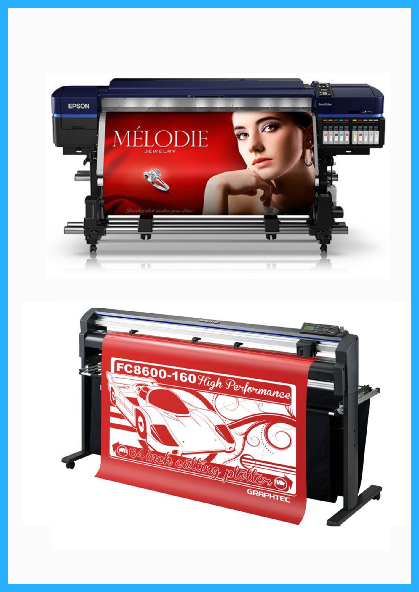 ON SALE - BUNDLE - Epson Surecolor S80600 Production Edition 64&quot; Solvent Printer (Refurbished) + 64&quot; Graphtec FC8600-160 Vinyl Cutting Plotter (Refurbished)