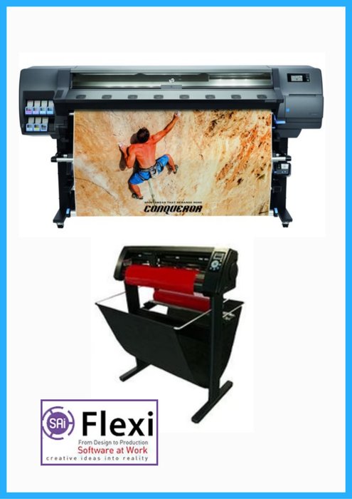 BUNDLE - HP Latex 335" Large-Format Printer - Refurbished (90 Days, 1, 2, 3 or 4 Years Warranty) + 53" 3 ARMS Contour Cut Vinyl Cutter w/ VinylMaster Cut Software - New + Flexi Rip Software