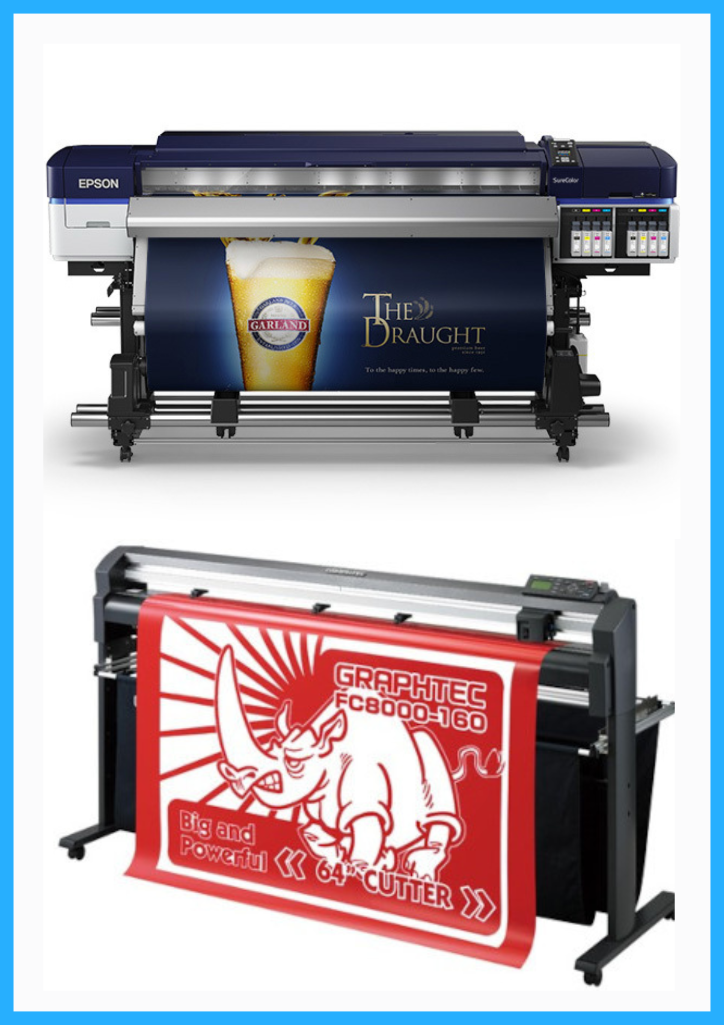 ON SALE - BUNDLE - Epson SureColor S60600 Production Edition 64" Roll-to-Roll Solvent Dual CMYK Printer - Refurbished (1 Year Warranty) + 64" Graphtec FC8000-160 Vinyl Cutting Plotter - Refurbished (1 Year Warranty)