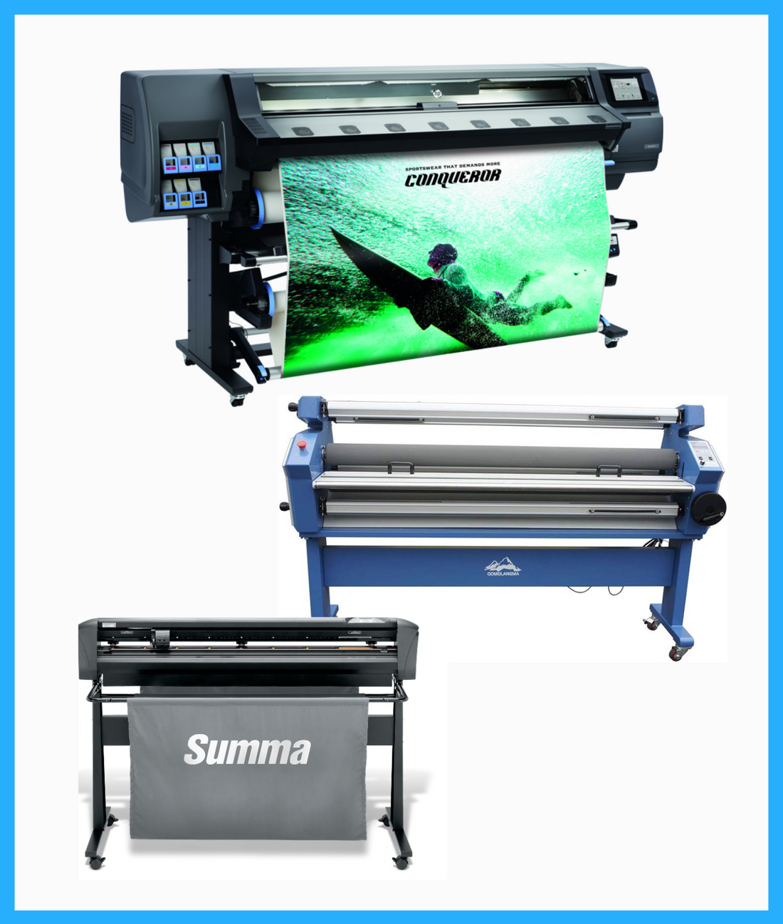 ON SALE - COMPLETE SOLUTION - HP Latex 365 64&quot; Printer - Refurbished (90 Days, 1, 2, 3 or 4 Years Warranty) + Summa S Class 3 D160 62&quot; Vinyl Cutter - New + Upgraded Ving 63&quot; Full-auto Low Temp. Wide Format Cold Laminator, with Heat Assisted