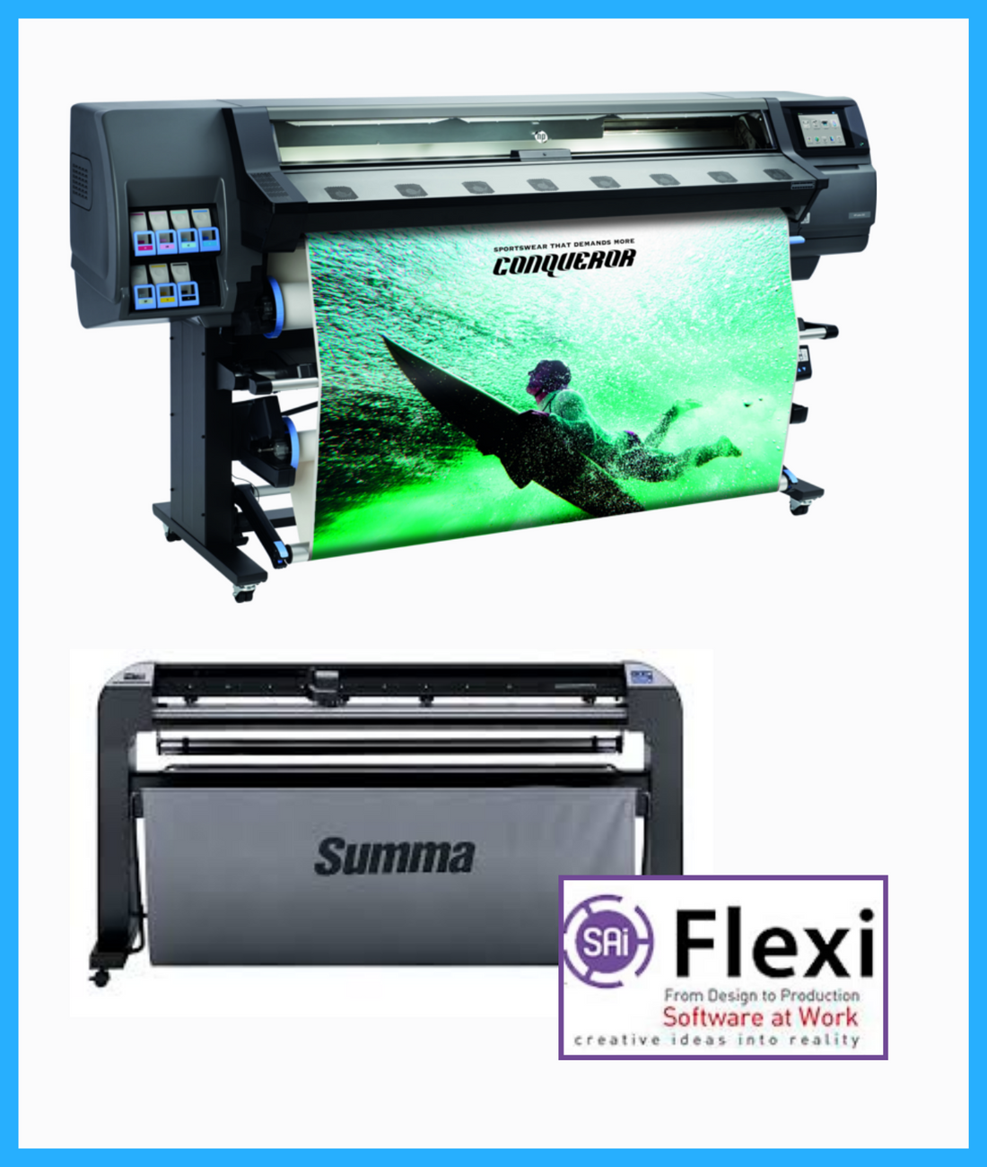 ON SALE - BUNDLE - HP Latex 365 Printer - Refurbished (90 Days, 1, 2, 3 or 4 Years Warranty) + Summa S Class 2 160 T 62" Cutter w/ Service - New + Flexi RIP Software