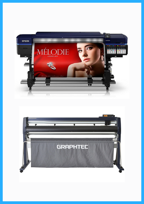 BUNDLE - Epson Surecolor S80600 Production Edition 64" Solvent Printer (Refurbished) + 64" Graphtec FC9000-160 Wide Cutter (New)