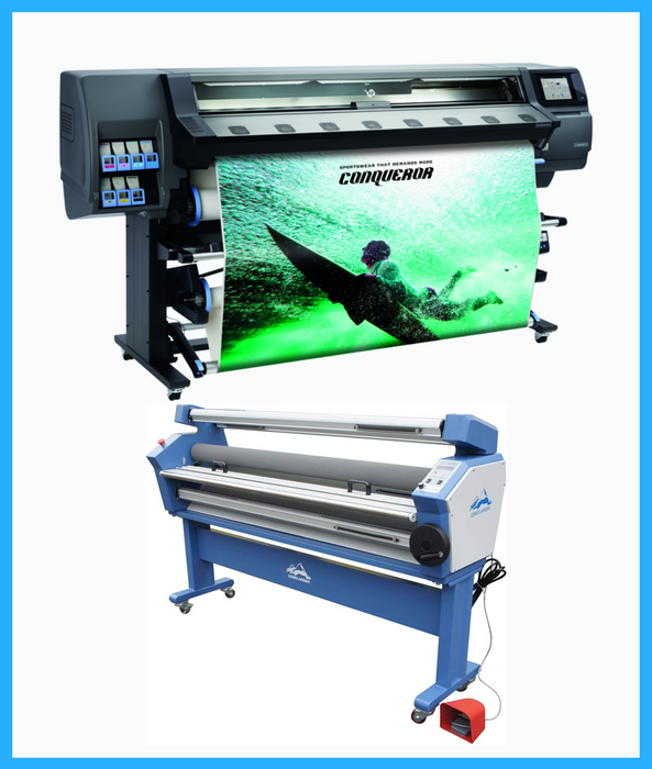 BUNDLE - HP Latex 365 64" Large-Format Production Printer - New + Upgraded Ving 63" Full-auto Low Temp. Wide Format Cold Laminator, with Heat Assisted