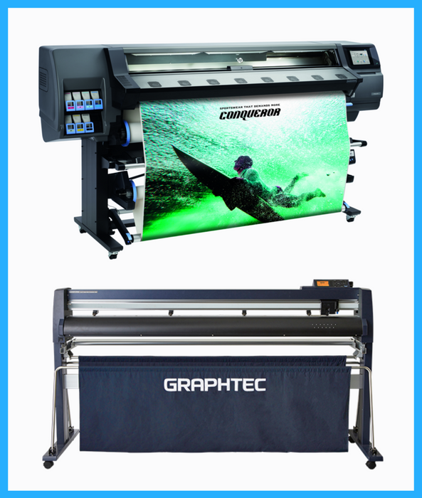 BUNDLE - HP Latex 365 64" Large-Format Production Printer (V8L39A) - New + Graphtec FC9000-160 64" Wide Cutter (162.6 cm)