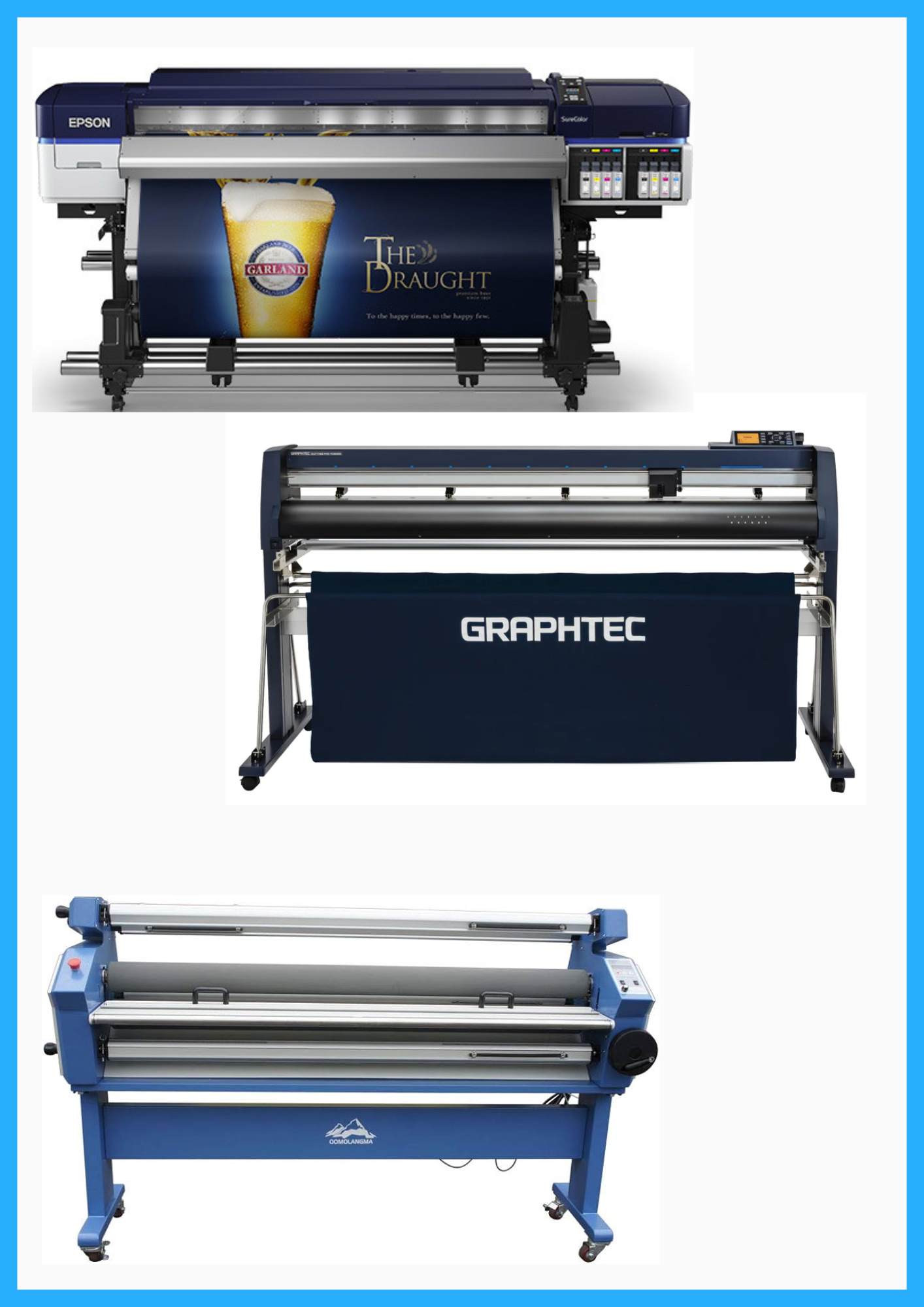 ON SALE - COMPLETE SOLUTION - Epson SureColor S60600 Production Edition Printer - Refurbished (1 Year Warranty) + 64" Graphtec FC9000-160 Vinyl Cutting Plotter - Refurbished (1 Year Warranty) + 55" Cold Laminator with Heat Assisted - New