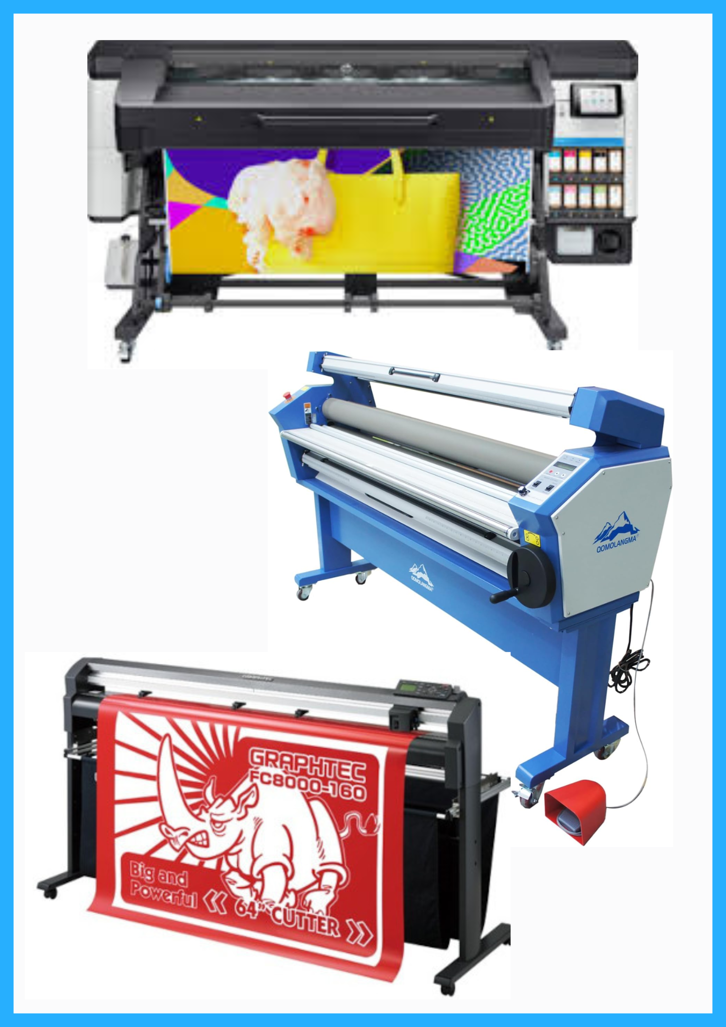 ON SALE - COMPLETE SOLUTION - HP Latex 700W 64" Wide Format Printer - Y0U23A / Refurbished (1 Year Warranty) + 64" Graphtec FC8000-160 Vinyl Cutting Plotter - Refurbished (1 Year Warranty) + 63" Full-auto Low Temp. Wide Format Cold Laminator - New