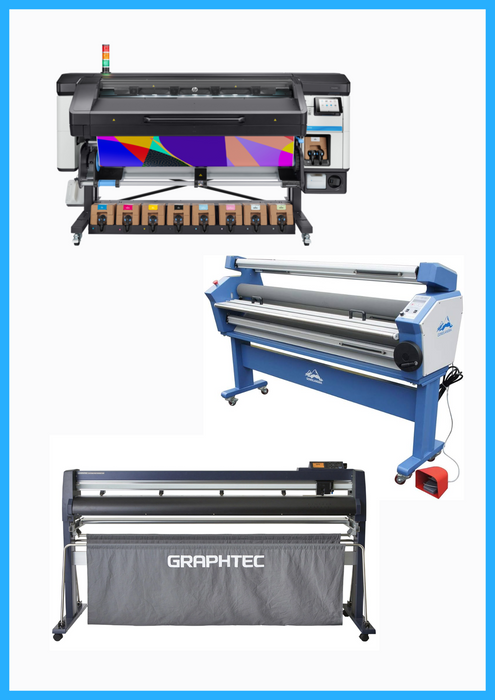 COMPLETE SOLUTION - HP Latex 800W 64" Wide Format Printer + 64" Graphtec FC9000-160 Wide Cutter + 63" Full-auto Low Temp. Wide Format Cold Laminator