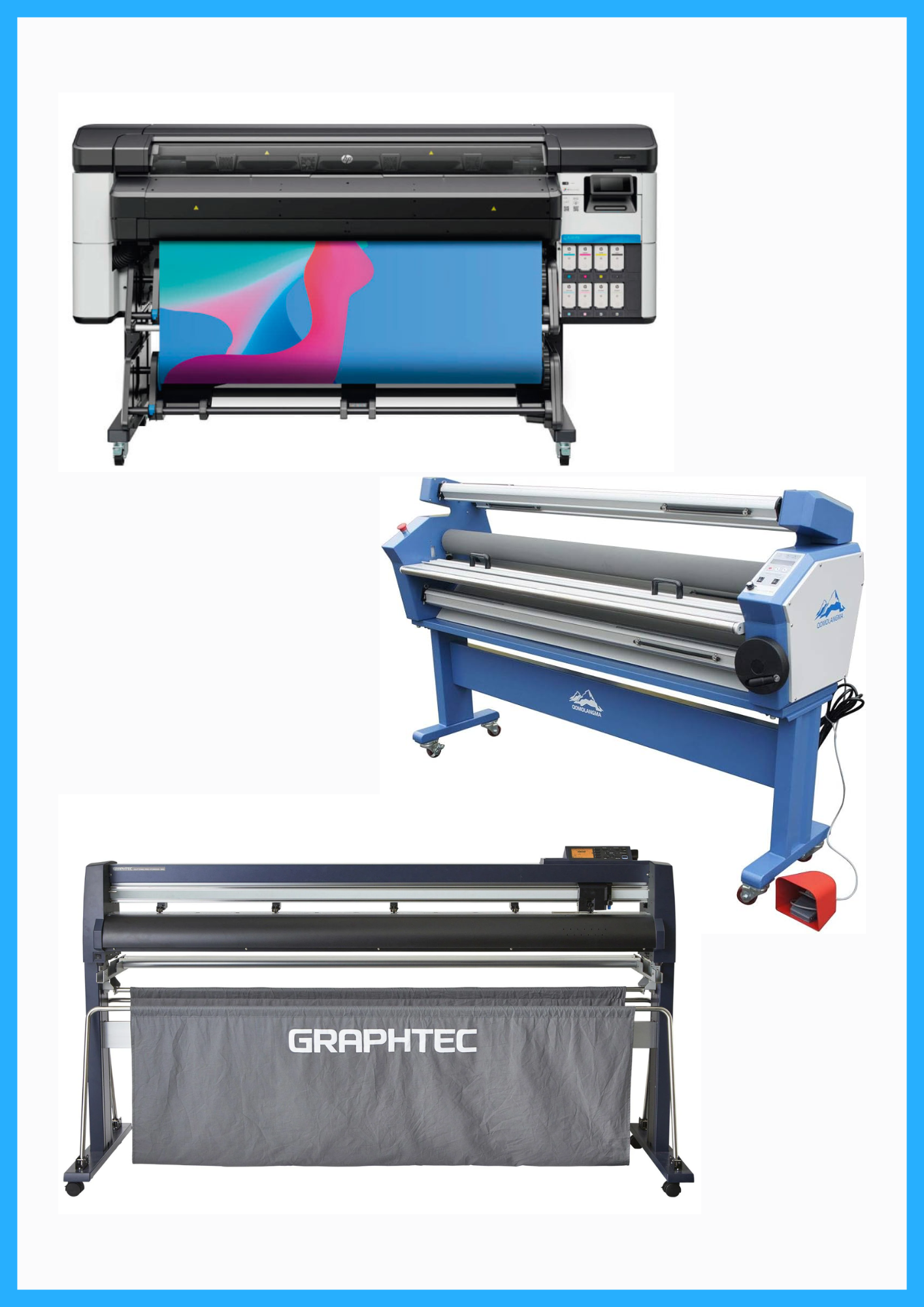 ON SALE - COMPLETE SOLUTION - HP Latex 630 64" Printer - New + 64" Graphtec FC9000-160 Wide Cutter - New + 63" Full-auto Low Temp. Wide Format Cold Laminator - New
