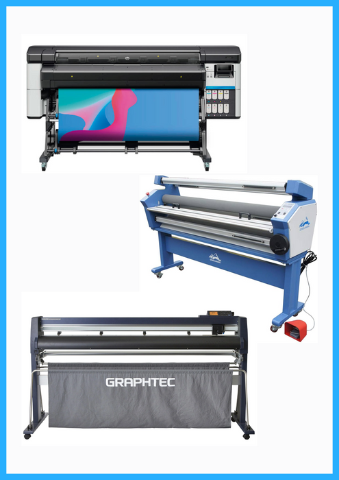 COMPLETE SOLUTION - HP Latex 630 64" Printer + 64" Graphtec FC9000-160 Wide Cutter + 63" Full-auto Low Temp. Wide Format Cold Laminator