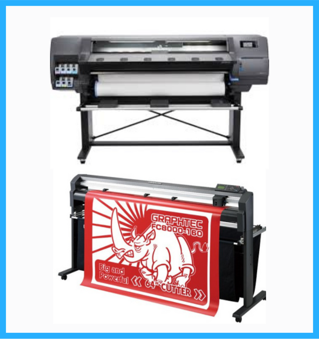 BUNDLE - HP Latex 110 54" Printer - Refurbished (90 Days Warranty) + 64" Graphtec FC8000-160 Vinyl Cutting Plotter - Refurbished (90 Days Warranty)