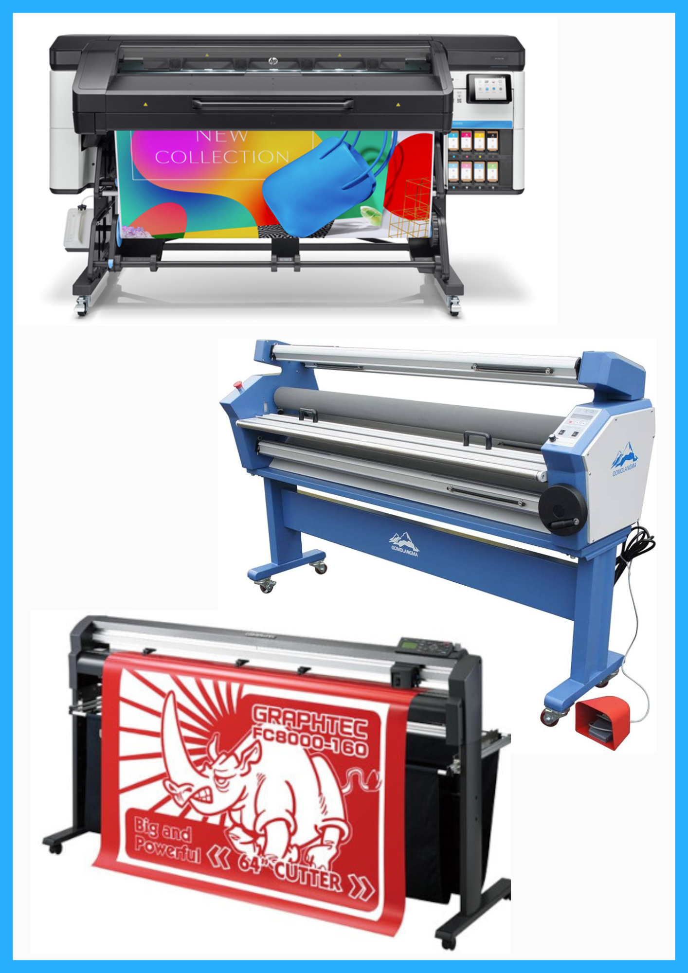 ON SALE - COMPLETE SOLUTION - HP Latex 700 64" Wide Format Printer - Refurbished (1 Year Warranty) + 64" Graphtec FC8000-160 Vinyl Cutting Plotter - Refurbished (1 Year Warranty) + 55" Full-Auto Wide Format Cold Laminator with Heat Assisted - New