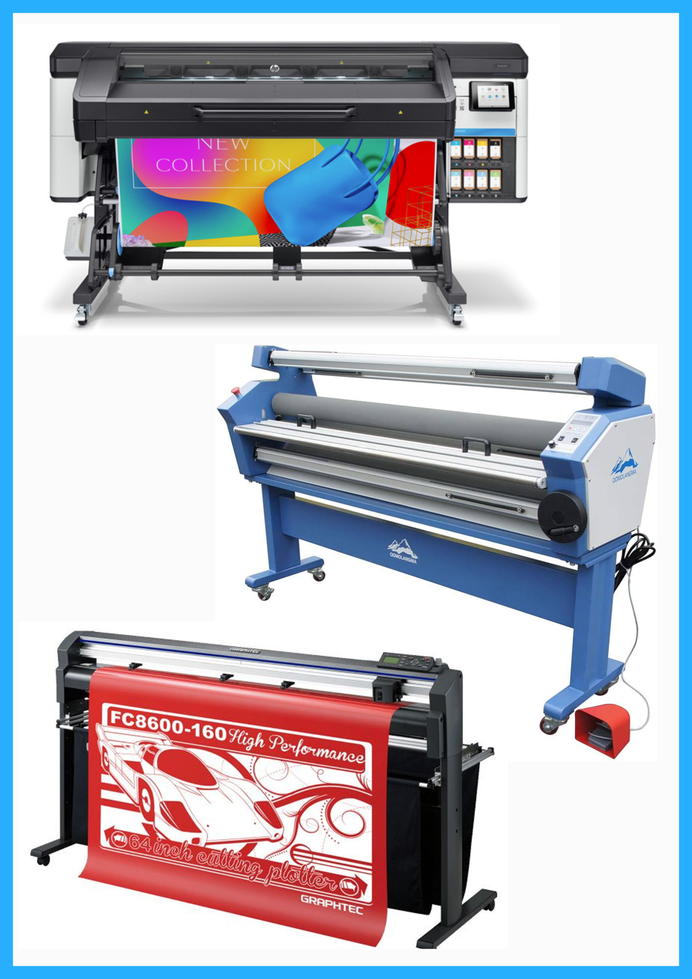 ON SALE - COMPLETE SOLUTION - HP Latex 700 64" Wide Format Printer / Refurbished (1 Year Warranty) + 64" Graphtec FC8600-160 Vinyl Cutting Plotter - Refurbished (1 Year Warranty) + 55" Full-Auto Wide Format Cold Laminator with Heat Assisted - New