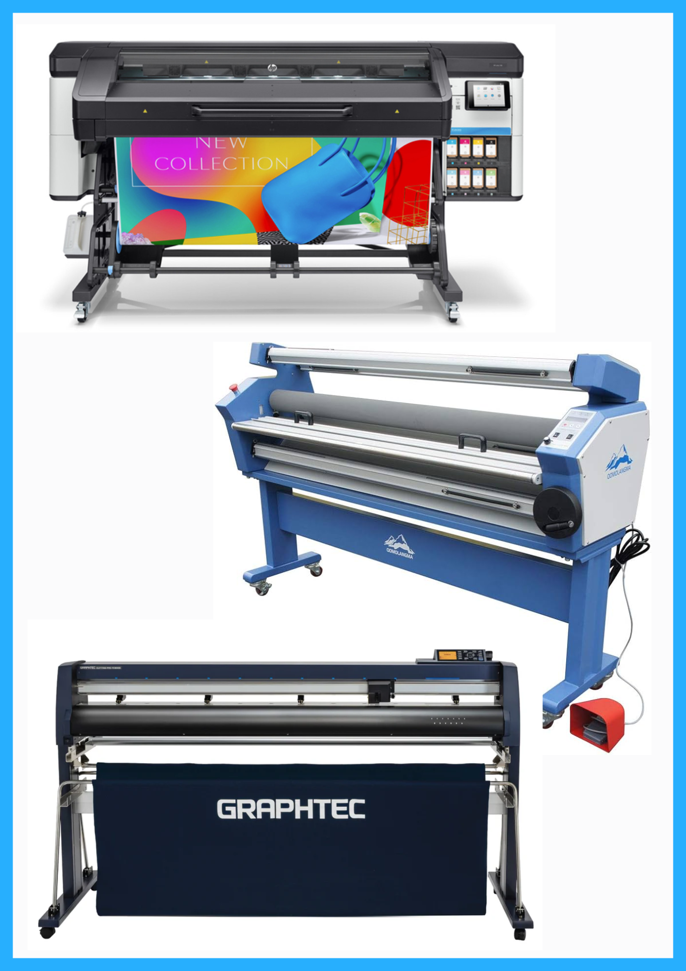 ON SALE - COMPLETE SOLUTION - HP Latex 700 64" Wide Format Printer (Refurbished) + 64" Graphtec FC9000-160 Wide Cutter (New) + 55" Full-Auto Wide Format Cold Laminator with Heat Assisted (New)