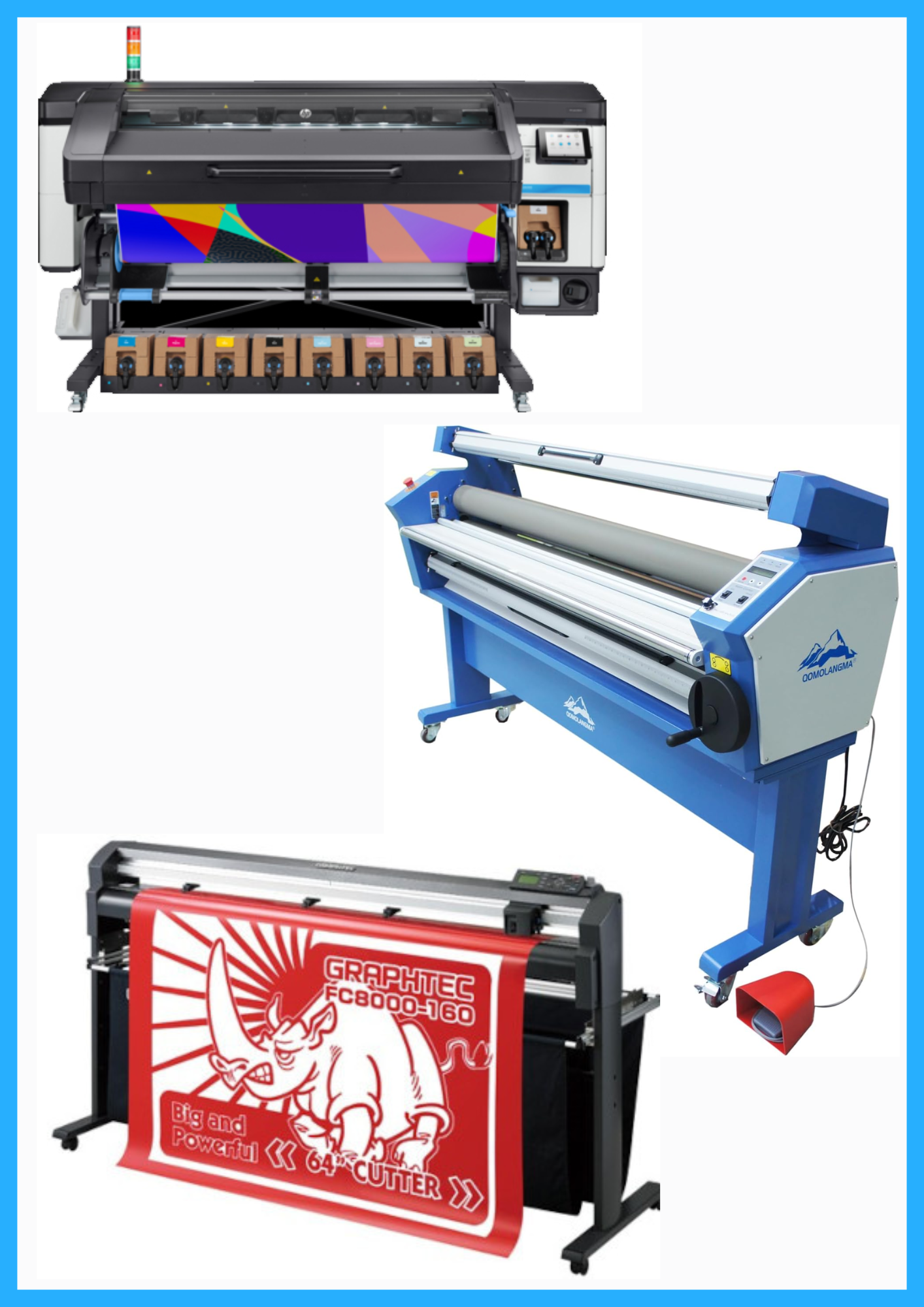 ON SALE - COMPLETE SOLUTION - HP Latex 800W 64" Wide Format Printer - Refurbished (1 Year Warranty) + 64" Graphtec FC8000-160 Vinyl Cutting Plotter - Refurbished (1 Year Warranty) + 63" Full-auto Low Temp. Wide Format Cold Laminator - New
