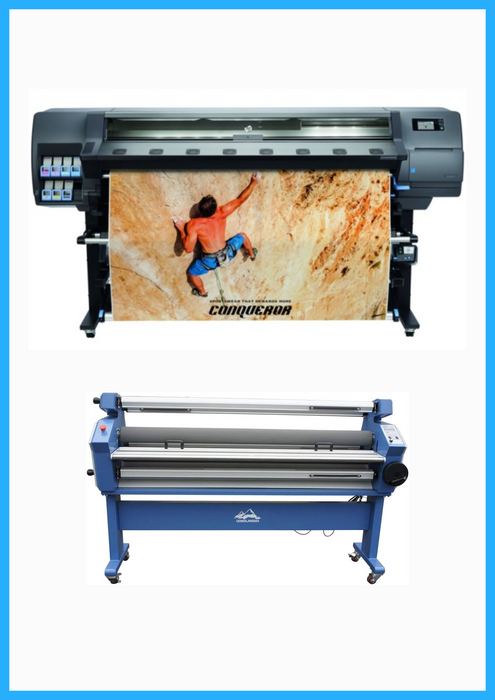 BUNDLE - HP Latex 335 64" Large-Format Printer - Refurbished (90 Days, 1, 2, 3 or 4 Years Warranty) + 55" Full-Auto Wide Format Cold Laminator with Heat Assisted