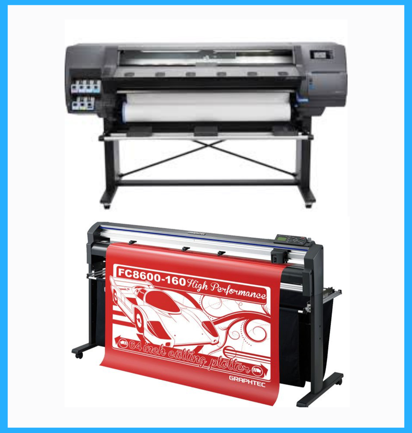 ON SALE - BUNDLE - HP Latex 110 54&quot; Printer - Refurbished (90 Days Warranty) + 64&quot; Graphtec FC8600-160 High Performance Vinyl Cutting Plotter - Refurbished (90 Days Warranty)