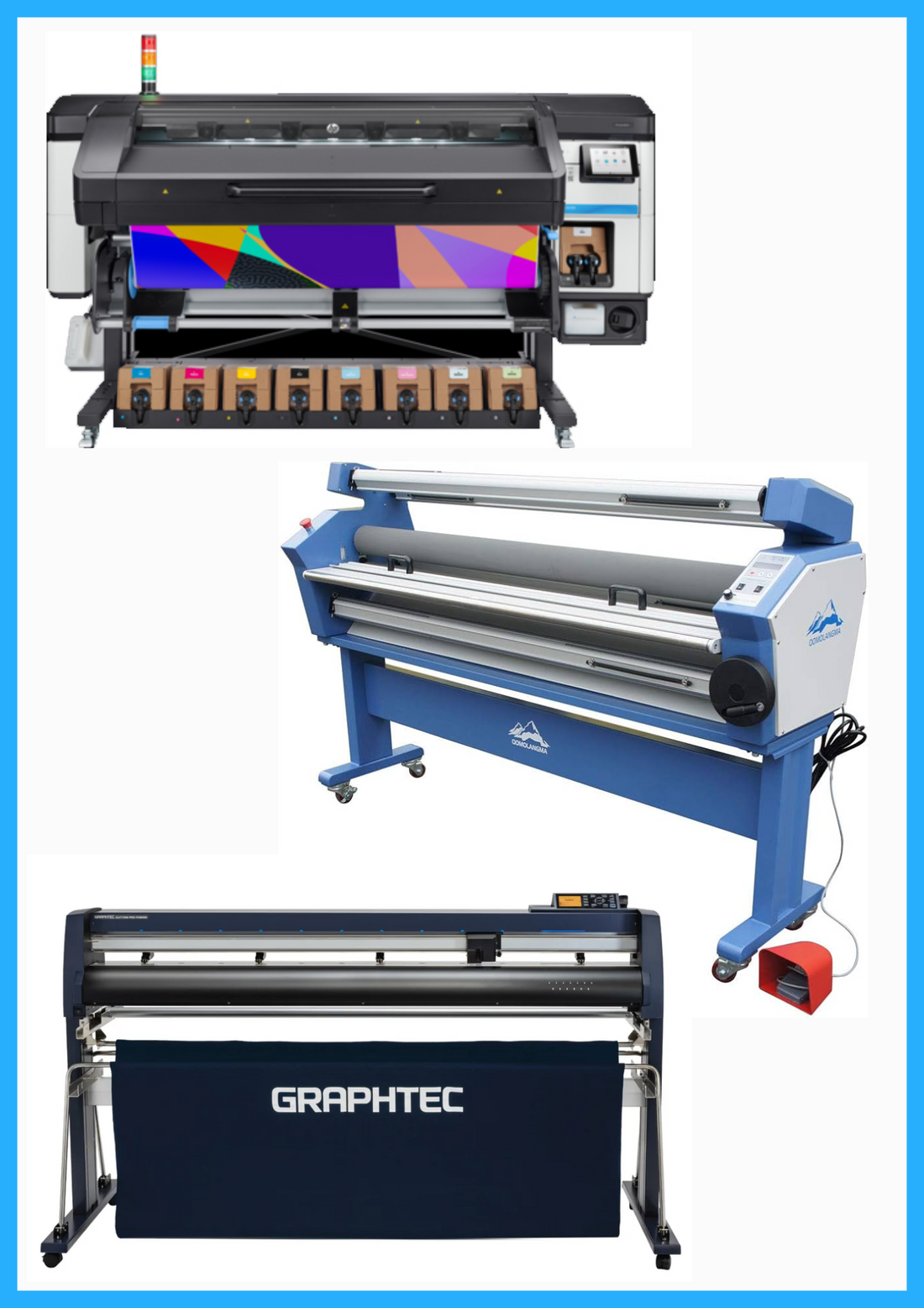 ON SALE - COMPLETE SOLUTION - HP Latex 800W 64&quot; Wide Format Printer - Refurbished (90 Days Warranty) + 64&quot; Graphtec FC9000-160 Wide Cutter - New + 55&quot; Full-Auto Wide Format Cold Laminator with Heat Assisted - New