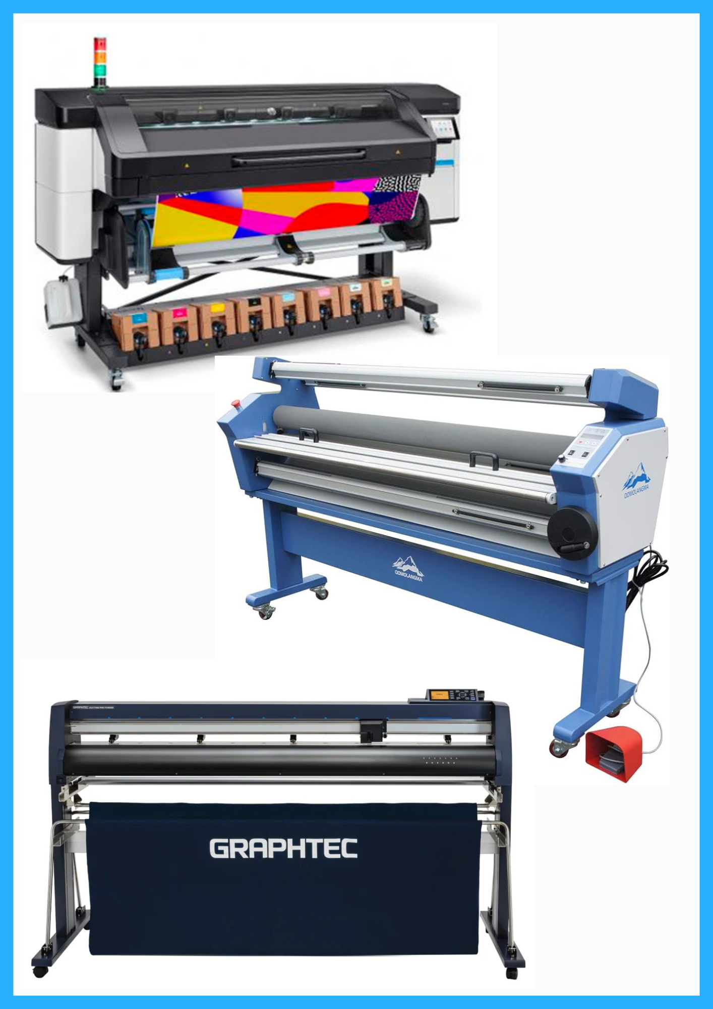 ON SALE - COMPLETE SOLUTION - HP Latex 800 64" Wide Format Printer - Refurbished (1 Year Warranty) + 64" Graphtec FC9000-160 Wide Cutter - New + 55" Full-Auto Wide Format Cold Laminator with Heat Assisted - New