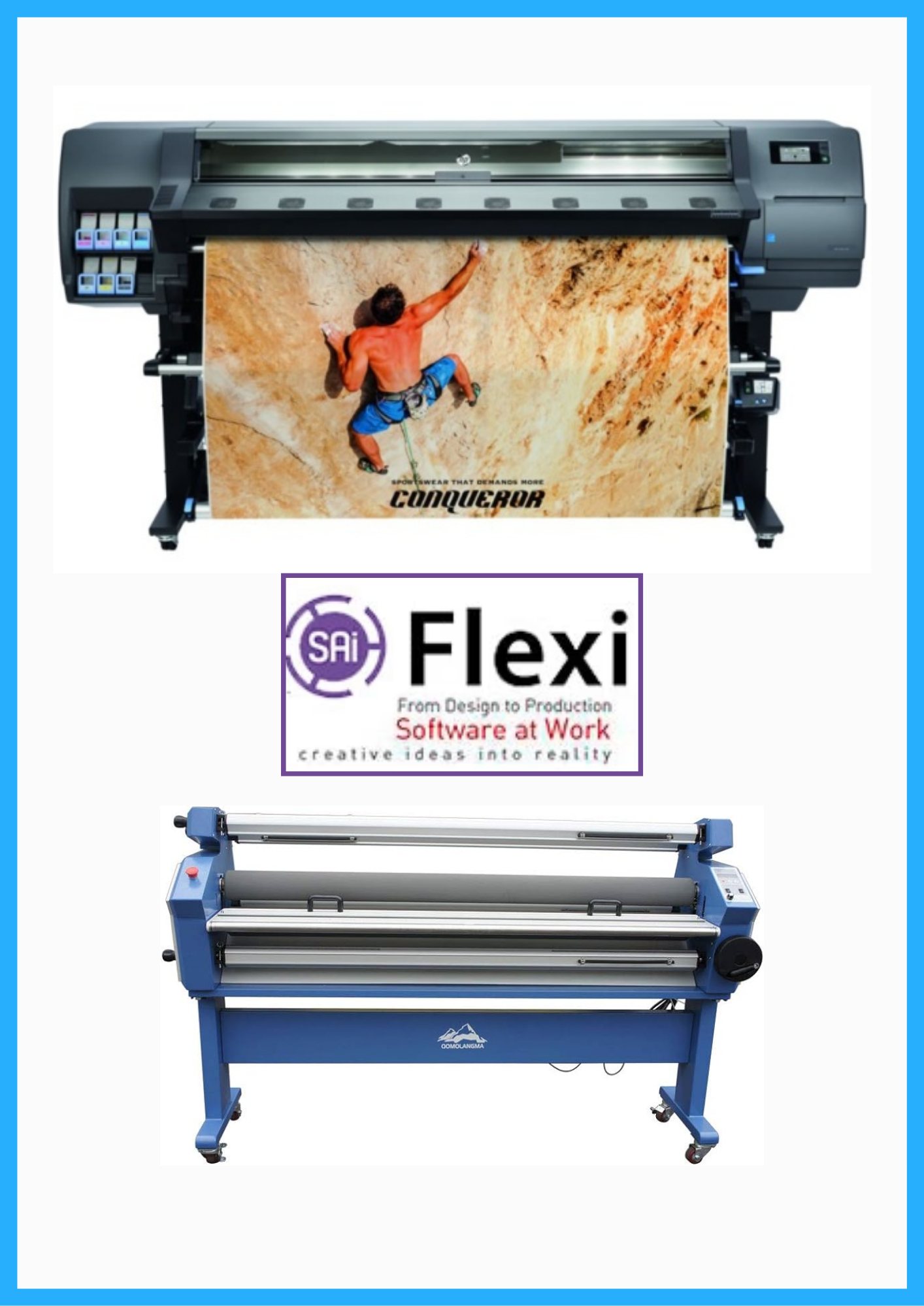 ON SALE - BUNDLE - HP Latex 335 64&quot; Large-Format Printer - Refurbished (90 Days, 1, 2, 3 or 4 Years Warranty) + 55&quot; Full-Auto Wide Format Cold Laminator with Heat Assisted + Flexi RIP Software
