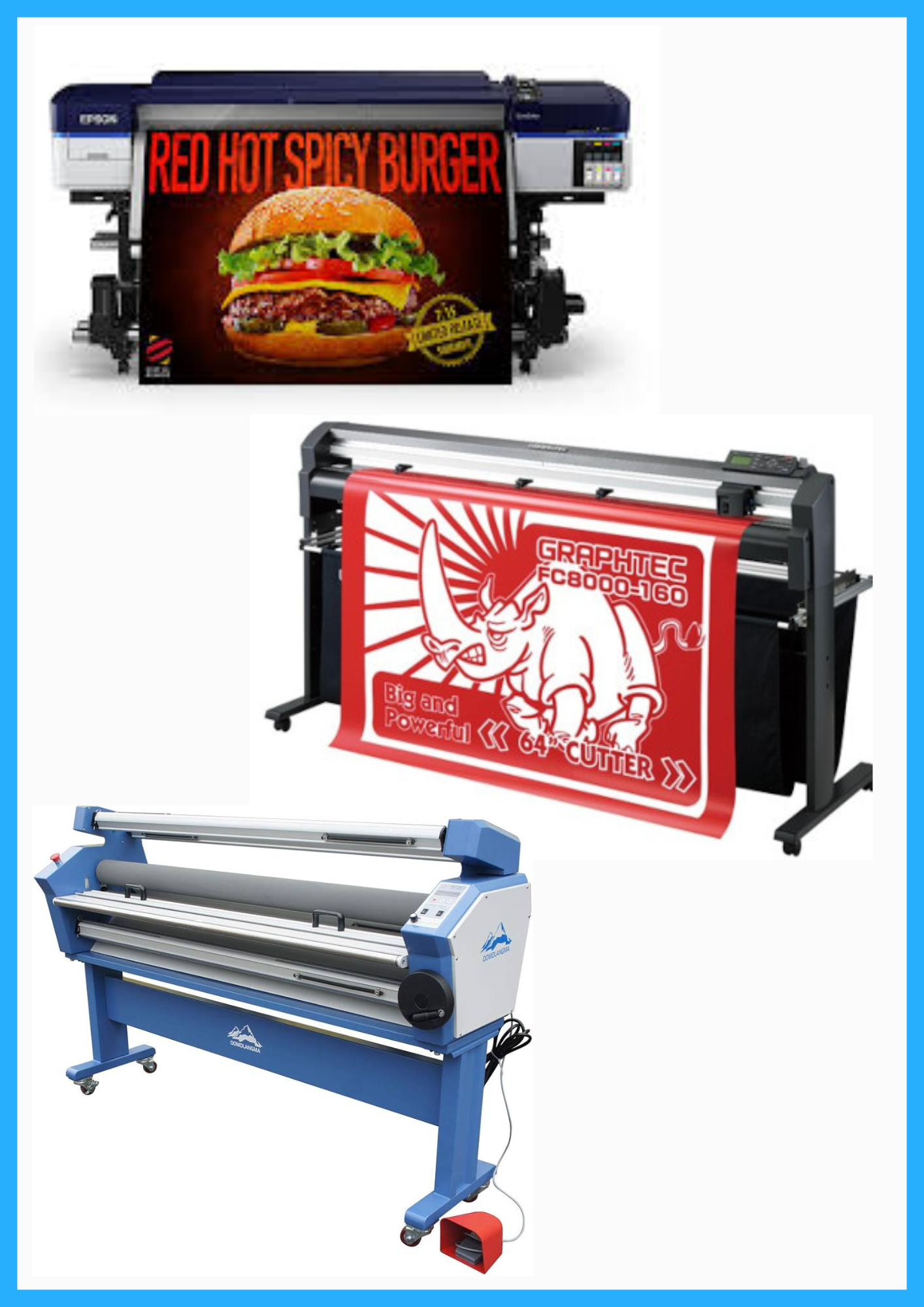 COMPLETE SOLUTION - Epson SureColor S40600 Production Edition - Refurbished (1 Year Warranty) + 64" Graphtec FC8000-160 Vinyl Cutting Plotter - Refurbished (1 Year Warranty) + 63" Wide Format Cold Laminator, with Heat Assisted - New