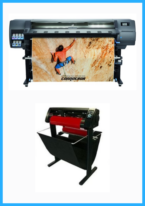 BUNDLE - HP Latex 335 64" Large-Format Printer - Refurbished (90 Days, 1, 2, 3 or 4 Years Warranty) + 53" 3 Arms Contour Cut Vinyl Cutter W/ Vinylmaster Cut Software