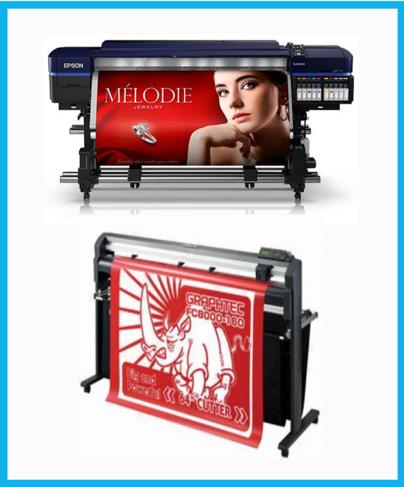 BUNDLE - Epson Surecolor S80600 Production Edition 64" Solvent Printer (Refurbished) + 64" Graphtec FC8000-160 Vinyl Cutting Plotter (Refurbished)