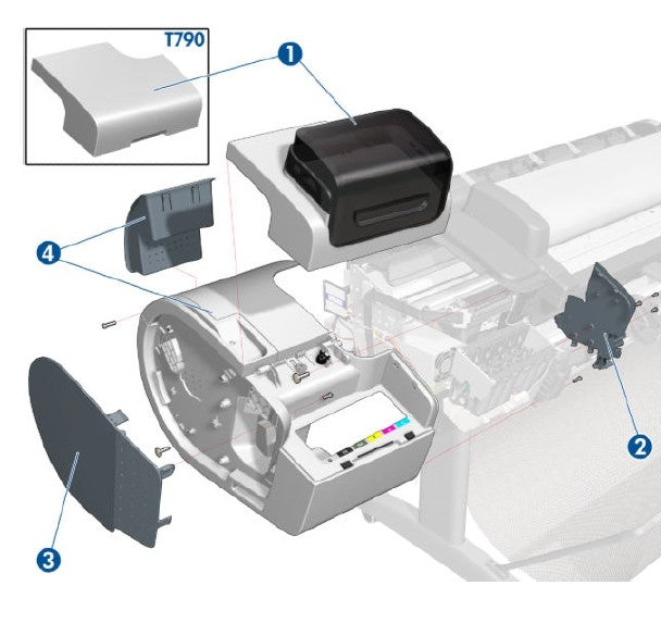 Left Cover with Ink Door for the HP DesignJet Z5400 Series (E1L21-67009)