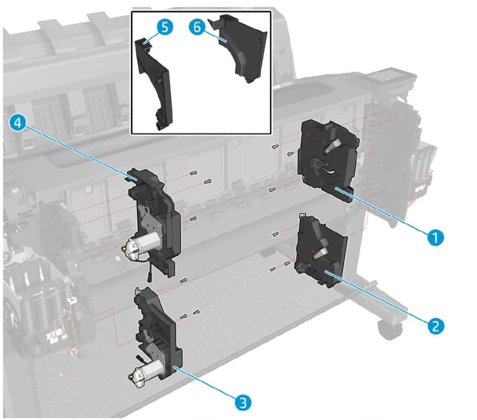 Pinch wheel assembly - For the HP DesignJet T920 / T1500 / T1600 / T2500 / T2600 / T3500 / T7200 Series (CR357-67004)