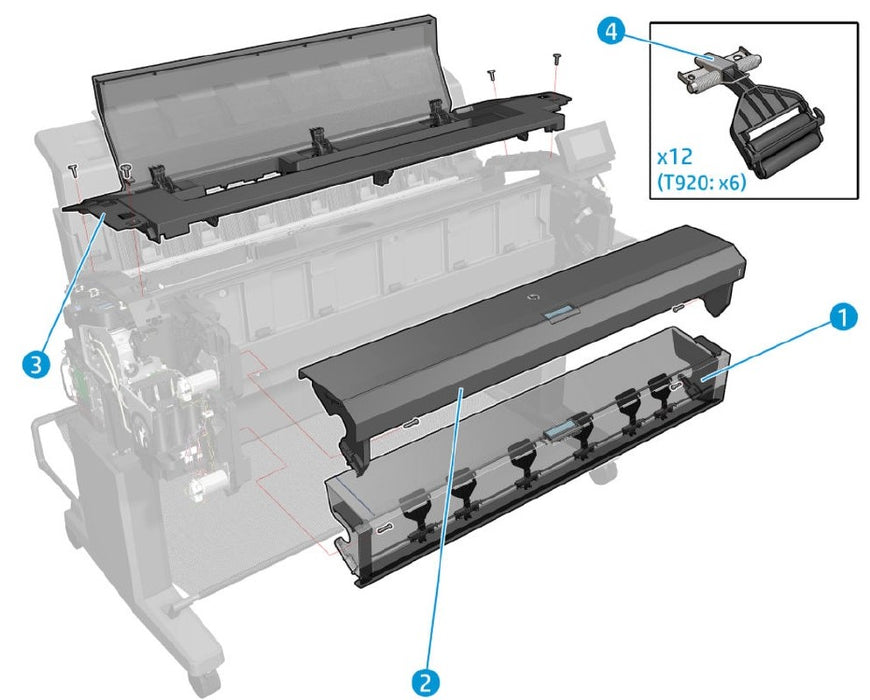 Top Roll Cover Assy for the HP DesignJet T920, T930 Series (CR355-67001)