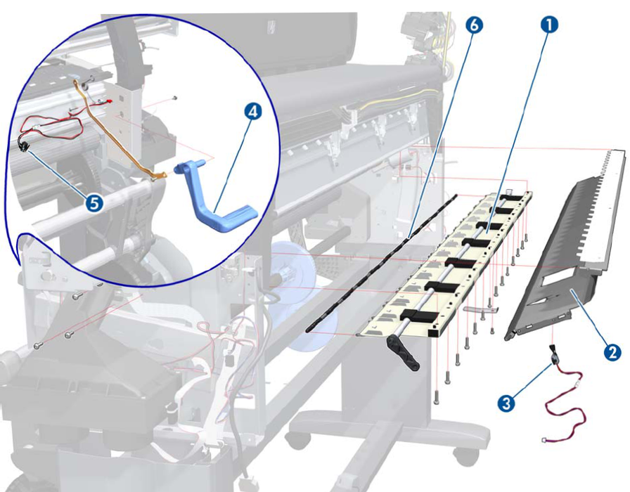 Center Guide (media input) assembly - For 60-inch HP Designjet Z6200, D5800, L25500, L26100, L26500, Z6100, Z6600, Z6610, Z6800, Z6810 (Q6652-60130) - Refurbished