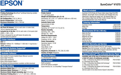 Epson SureColor V1070 Desktop UV Flatbed Printer - New