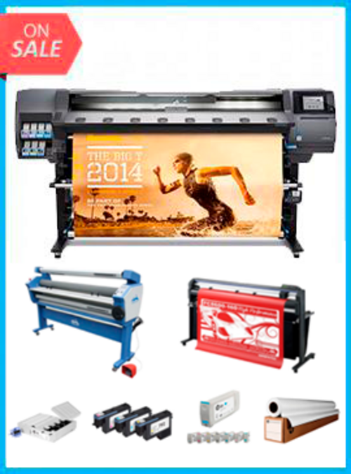 COMPLETE SOLUTION - HP Latex 360 Recertified (90 Days Warranty) + 64" Graphtec FC8600-160 High Performance Vinyl Cutting Plotter + Upgraded Ving 63" Wide Format Cold Laminator + Starter Kit