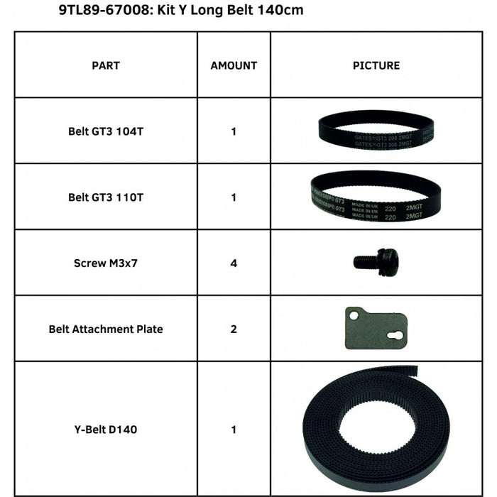 SummaCut Kit Y Long Belt 140cm for Summa S One D140 Series (9TL89-67008)