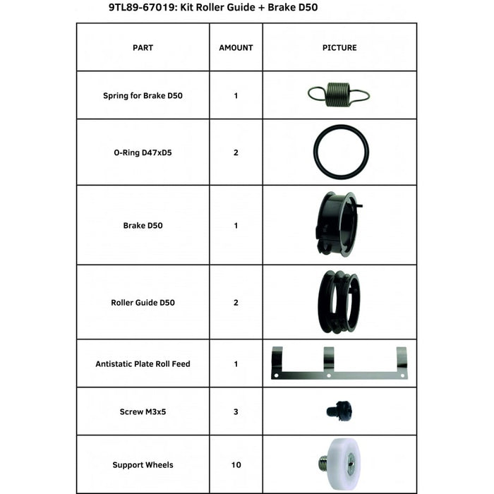 SummaCut Kit Roller Guide + Brake for Summa S One D50 Series (9TL89-67019)