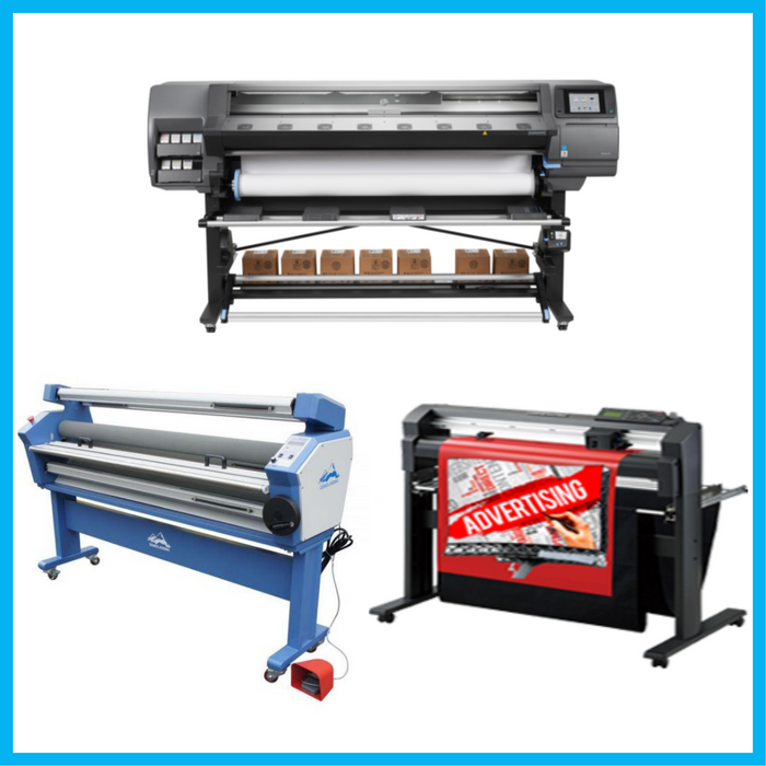 COMPLETE SOLUTION - HP Latex 370 64"- Recertified (90 Days, 1 or 2 Years Warranty) + 64" Graphtec FC8000-160 Vinyl Cutting Plotter - Refurbished (90 Days, 1 or 2 Years Warranty) + 55" Full-Auto Wide Format Cold Laminator with Heat Assisted