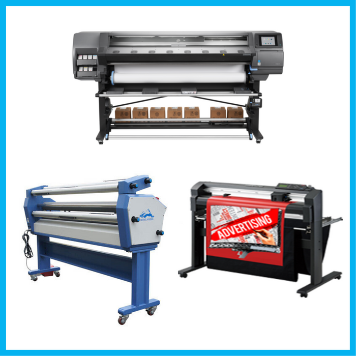 COMPLETE SOLUTION - HP Latex 370 Printer - Refurbished (90 Days, 1, 2, 3 or 4 Y/Warranty) + 64" Graphtec FC8000-160 Vinyl Cutting Plotter - Refurbished (90 Days, 1, 2, 3 or 4 Y/Warranty) + 63" Full-auto Wide Format Cold Laminator, with Heat Assisted