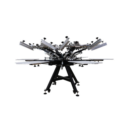 CALCA Design High Precision Heavy Duty Rotary Manual 6 Color 6 Station Screen Printing Machine with Micro Registration