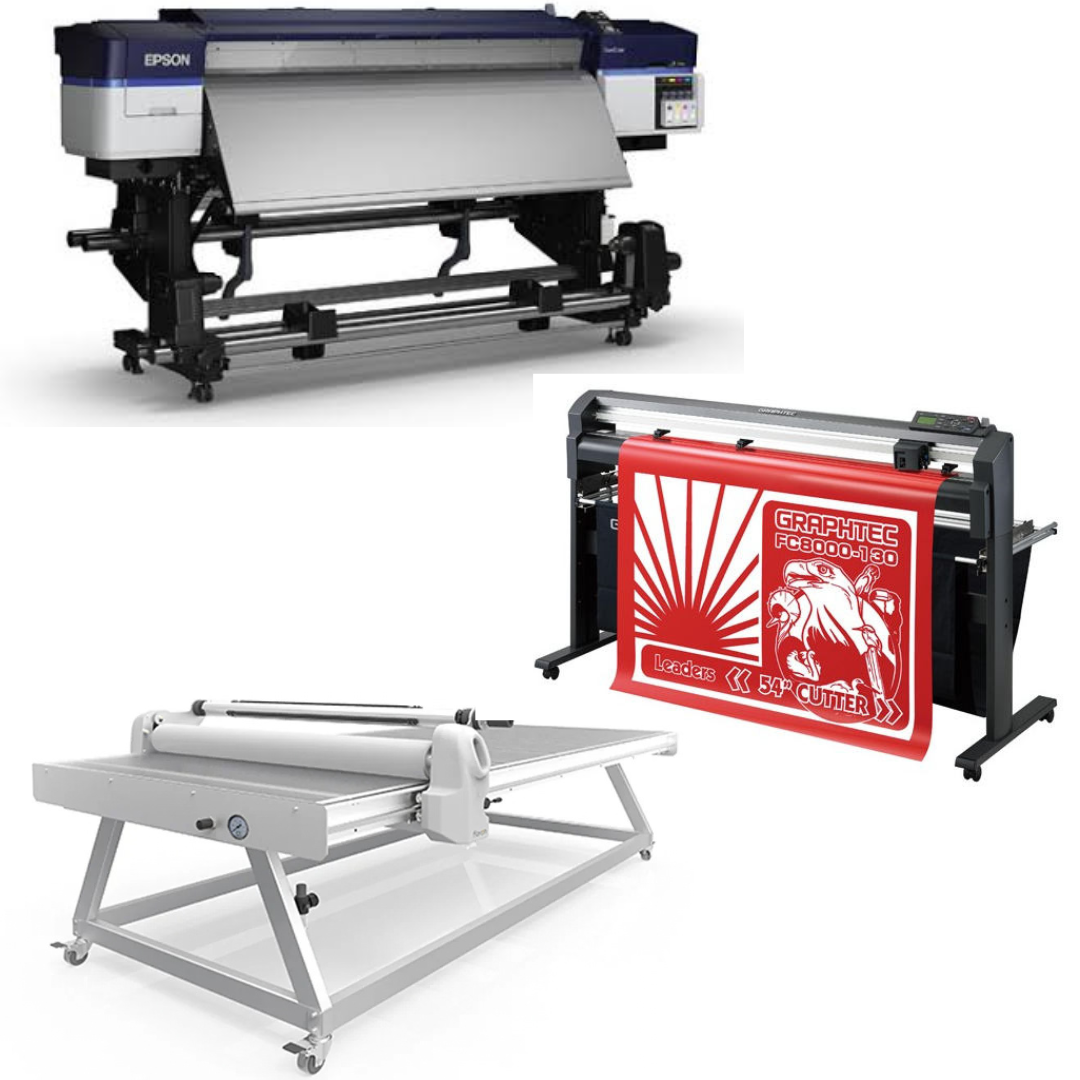 COMPLETE SOLUTION - Epson SureColor S40600 Production Edition - Refurbished (1 Y/Warranty) + 54" Graphtec FC8000-130 Vinyl Cutting Plotter - Refurbished (1 Y/Warranty) + 63" Wide Format Cold Laminator, w/Heat Assisted + 51" x 98" Flatbed Lamination Table