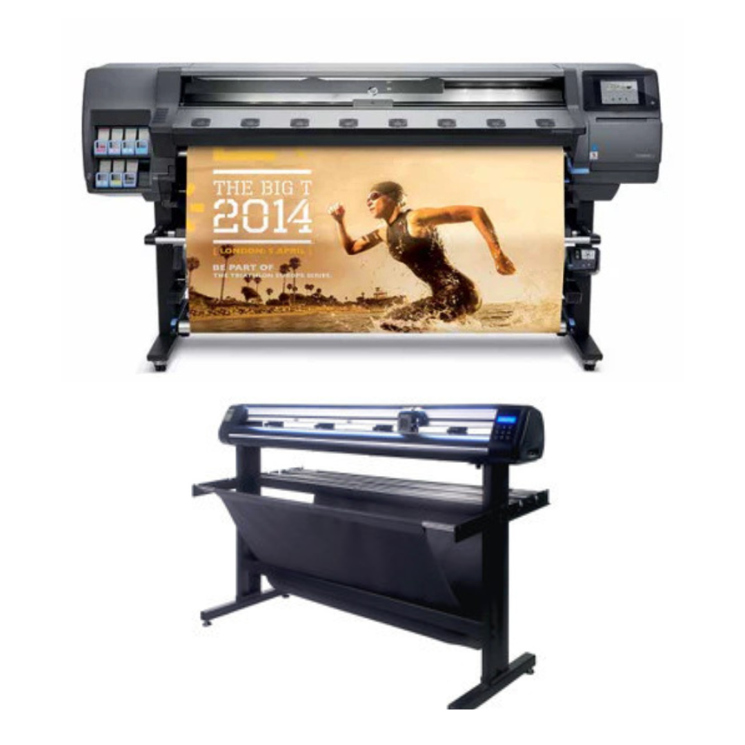 ON SALE - BUNDLE - HP Latex 360 64&quot; Printer - Refurbished (90 Days, 1, 2, 3 or 4 Years Warranty) + 53&quot; Vinyl Cutter Machine with ARMS Contour Cutting &amp; Barcode Job Management (MH300) - New