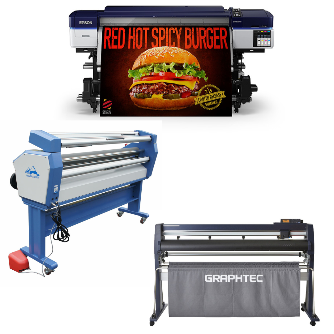 COMPLETE SOLUTION - Epson SureColor S40600 Production Edition - Refurbished (1 Year Warranty) + 54" Graphtec FC9000-140 Wide Cutter - Refurbished (1 Year Warranty) + 63" Wide Format Cold Laminator, with Heat Assisted - New