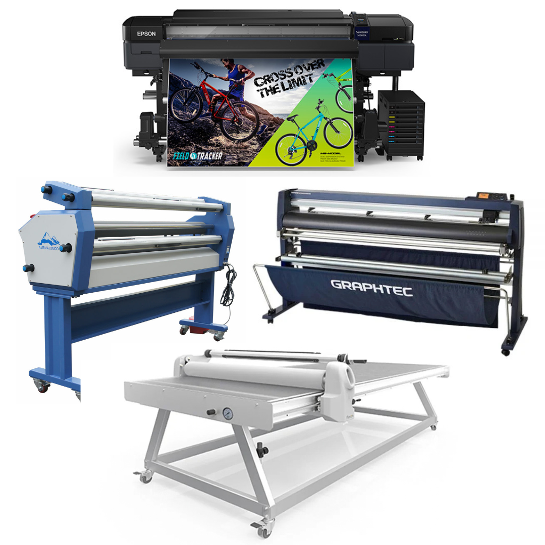 COMPLETE SOLUTION - Epson SureColor S60600L 64" Roll-to-Roll Printer - Refurbished (1 Year Warranty) + 64" Graphtec FC9000-160 Vinyl Cutting Plotter - Refurbished (1 Year Warranty) + 63" Wide Format Cold Laminator + 51" x 98" Flatbed Lamination Table