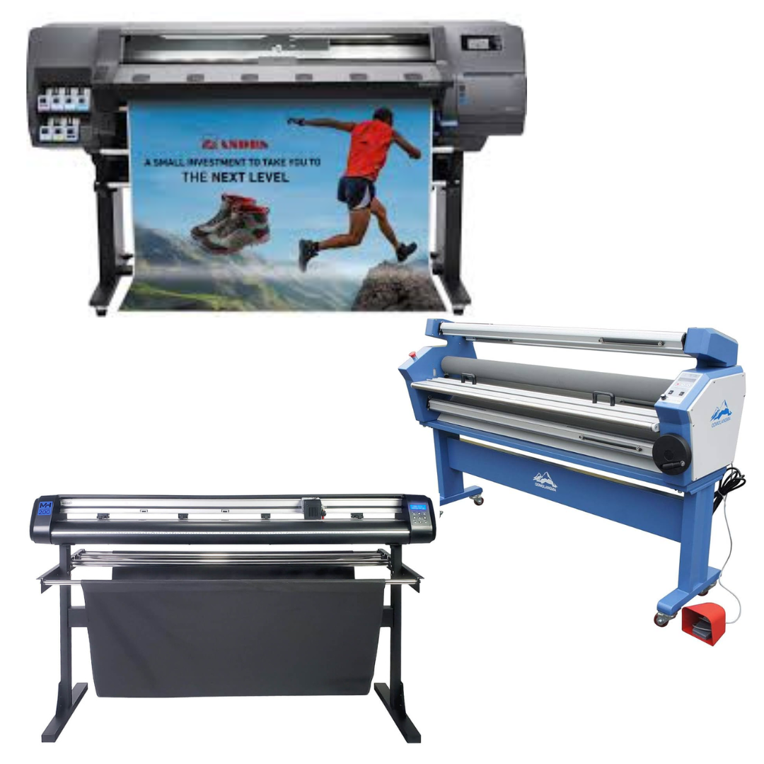 COMPLETE SOLUTION - HP Latex 115 54&quot; Large-Format Printer - Refurbished (90 Days Warranty) + 55&quot; Full-Auto Wide Format Cold Laminator with Heat + 53&quot; Vinyl Cutter Machine with ARMS Contour Cutting (MH200)