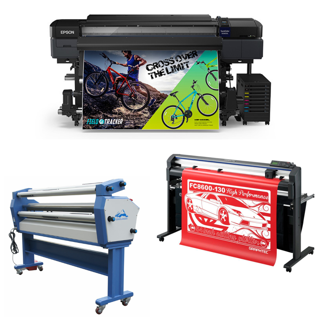 COMPLETE SOLUTION - Epson SureColor S60600L 64" Roll-to-Roll Printer - Refurbished (1 Year Warranty) + 64" Graphtec FC8600-130 Vinyl Cutting Plotter - Refurbished (1 Year Warranty) + Upgraded Ving 63" Wide Format Cold Laminator - New