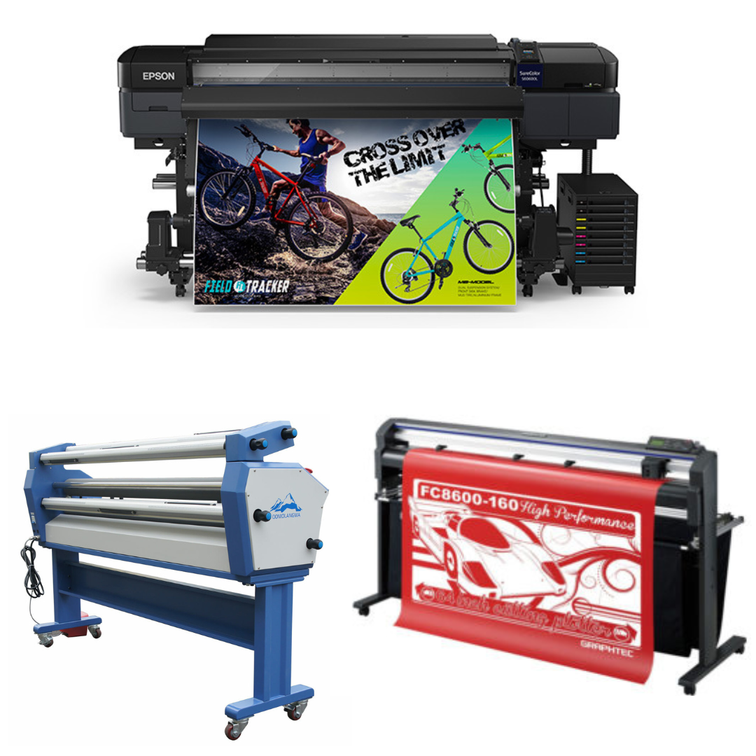 COMPLETE SOLUTION - Epson SureColor S60600L 64" Roll-to-Roll Printer - Refurbished (1 Year Warranty) + 64" Graphtec FC8600-160 Vinyl Cutting Plotter - Refurbished (1 Year Warranty) + Upgraded Ving 63" Wide Format Cold Laminator - New